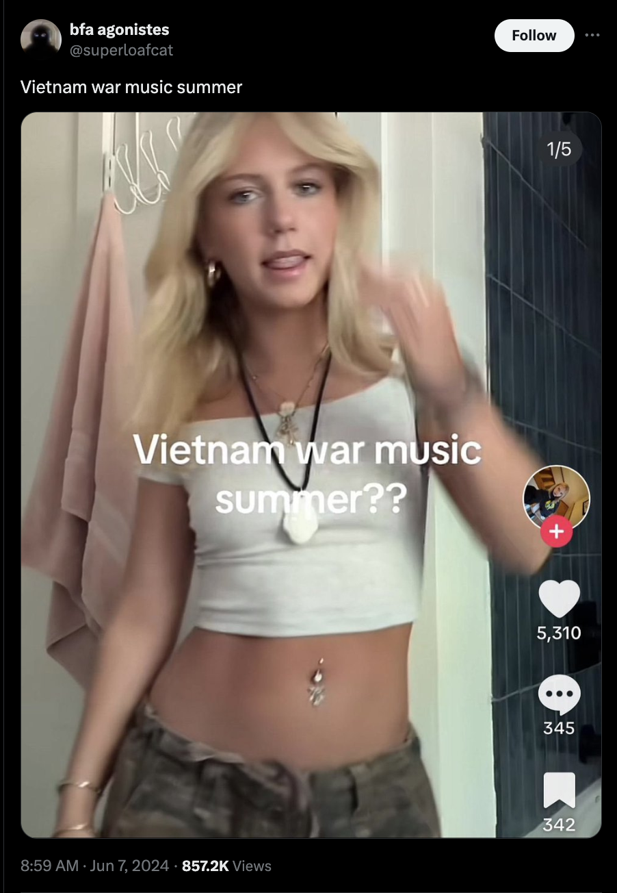 girl - bfa agonistes Vietnam war music summer Vietnam war music summer?? Views 15 5,310 345 342